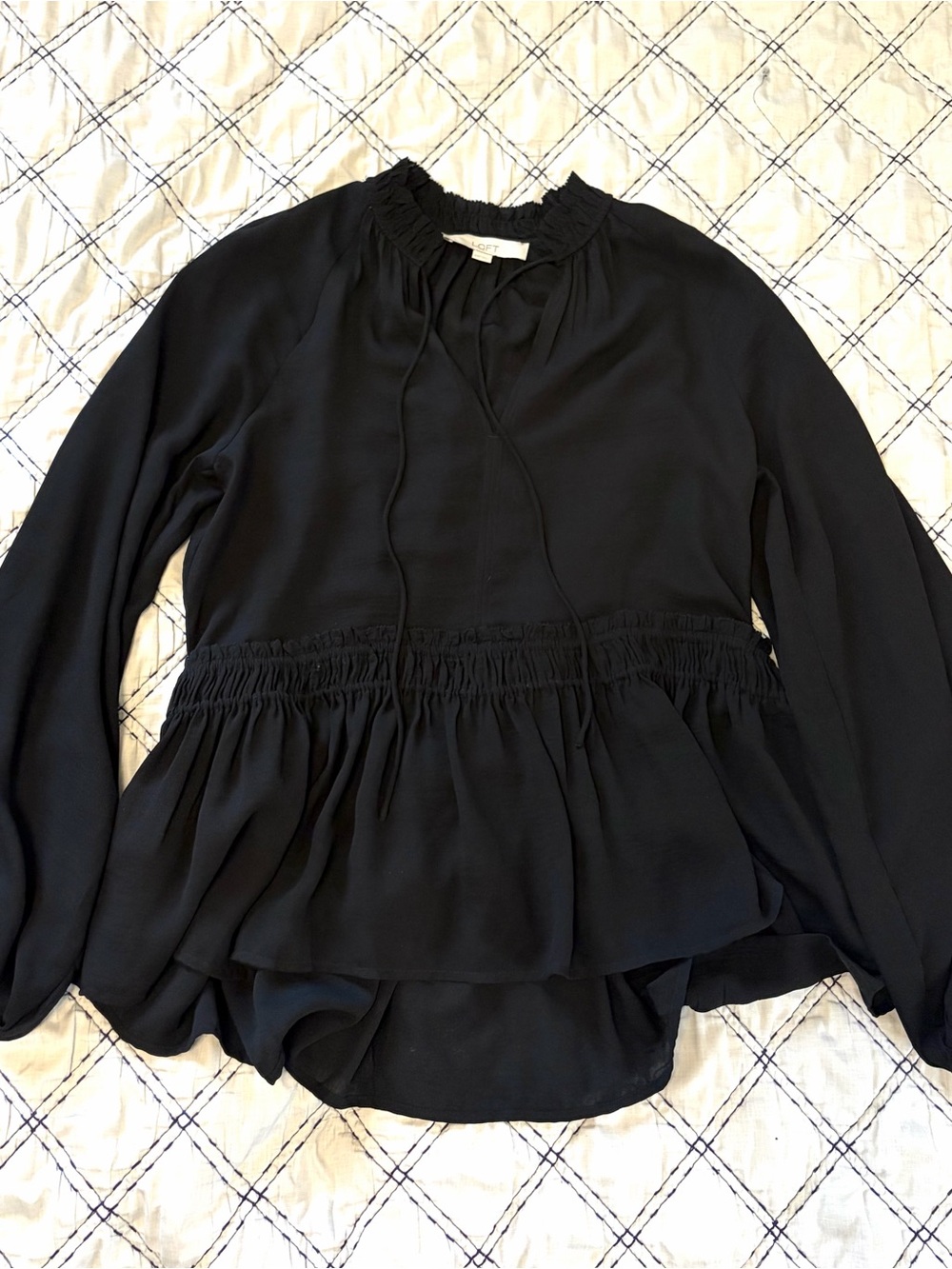 LOFT Black Long-Sleeve Blouse